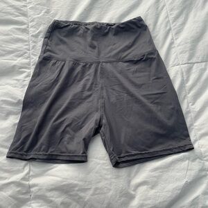 Gray High-Waisted Biker Shorts